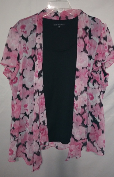 Sara Michelle Tops - Sara Michelle Black Pink Shell Jacket Set 3X